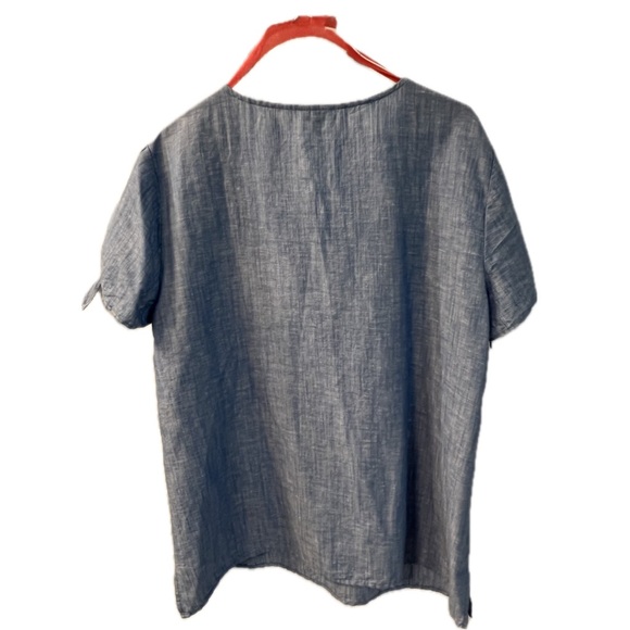 Talbots Denim Blue Blouse with Colorful Embroidery - Picture 2 of 6